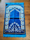 Turquoise Blue, Yellow, and White Beautifully Designed Foldable Prayer Mat (Rug) 19th Design