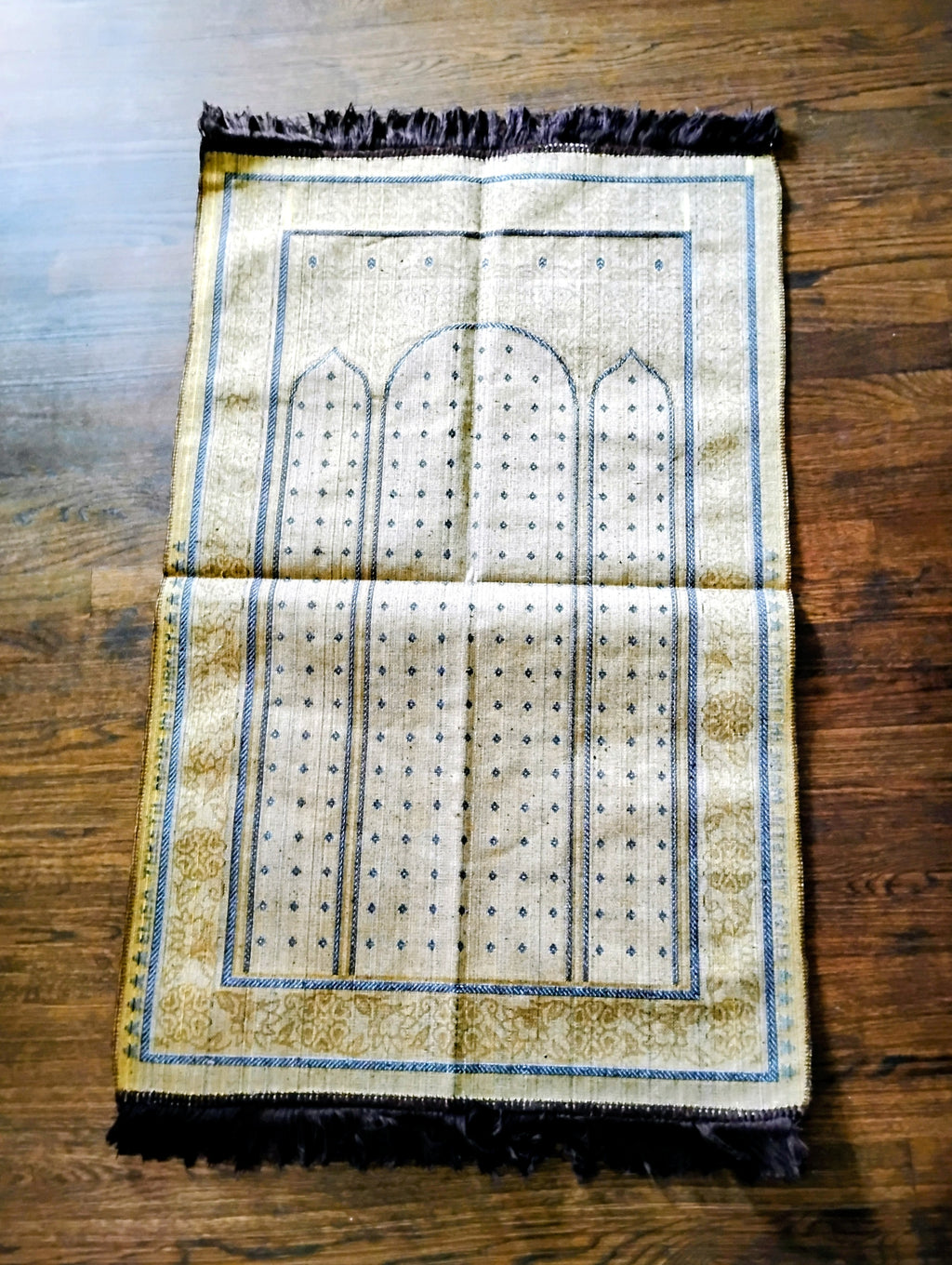 Brown, Yellow, and White Beautifully Designed Foldable Prayer Mat (Rug) 9th Design