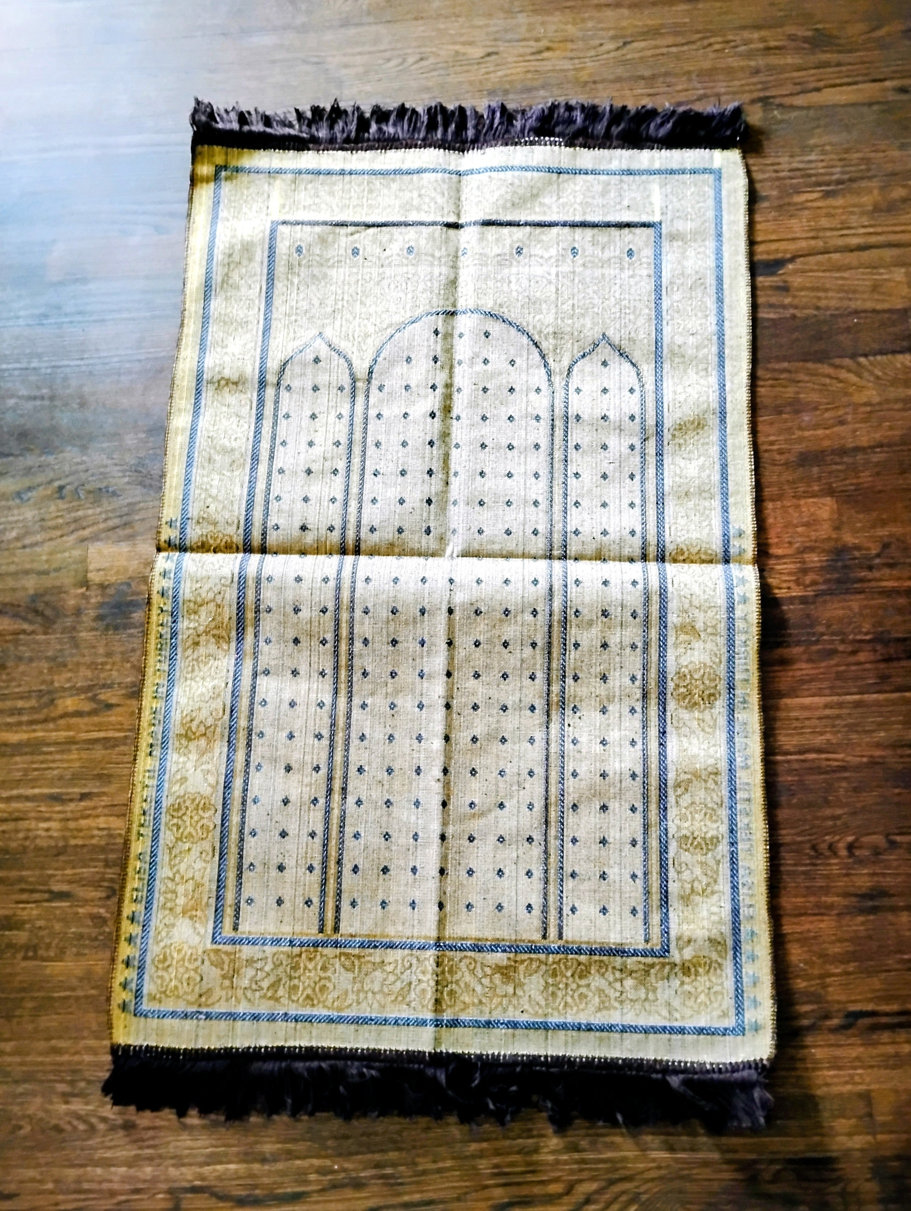 Brown, Yellow, and White Beautifully Designed Foldable Prayer Mat (Rug) 9th Design
